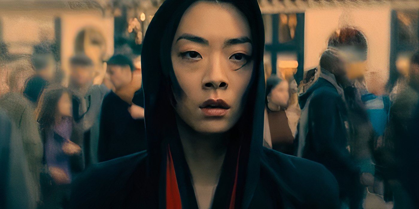 Closeup of Akira (Rina Sawayama) in John Wick: Chapter 4's post-credits scene