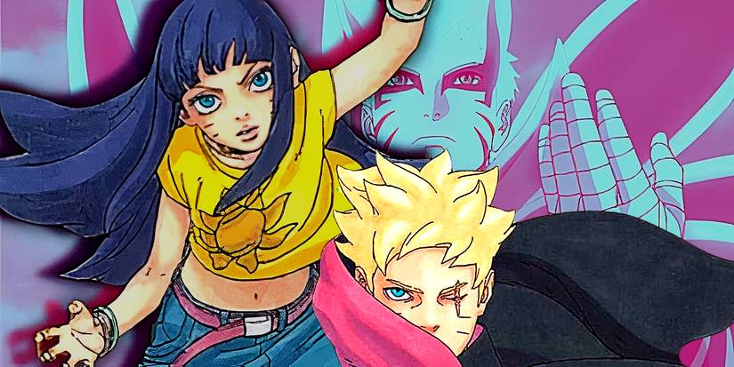 Collage style image of Naruto, Boruto, and Himawari