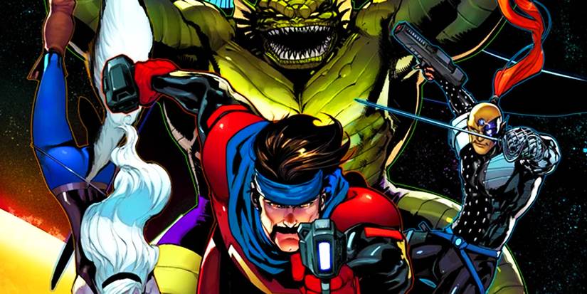 Corsair leading the Starjammers into battle in Marvel Comics