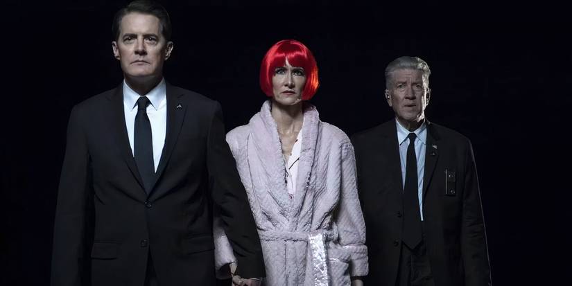 Dale Cooper (Kyle MacLachlan), Diane (Laura Dern), and Gordon (David Lynch) in Twin Peaks The Return