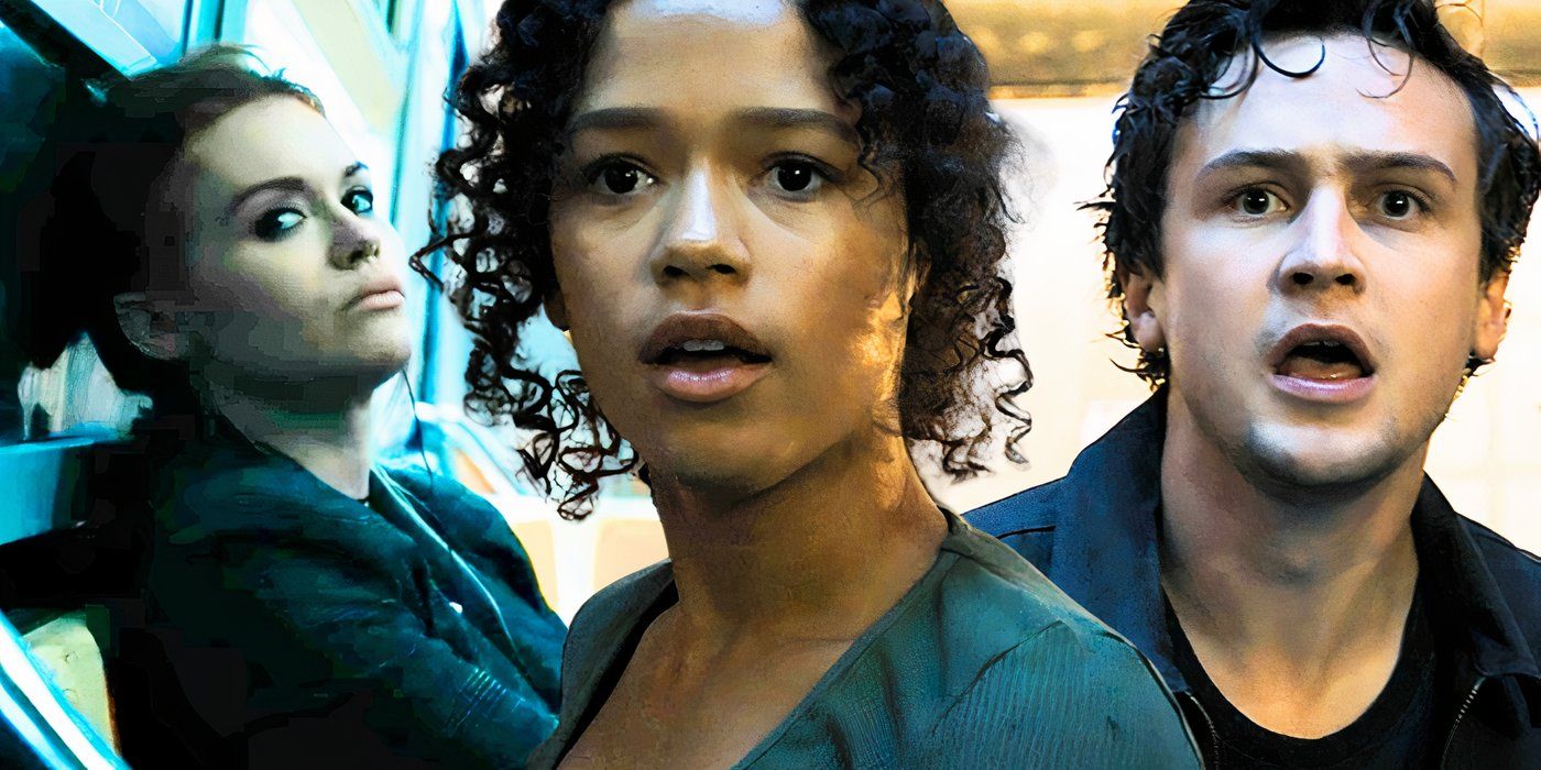A collage image of Taylor Russell, Logan Miller, and Holland Roden In Escape Room 2 - created by Tom Russell