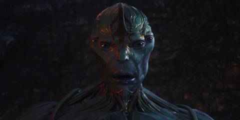 Eternals Kro staring directly at the camera