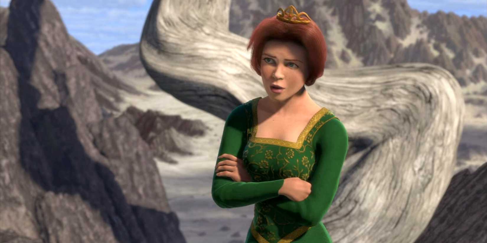 Fiona com os braços cruzados e irritada em Shrek