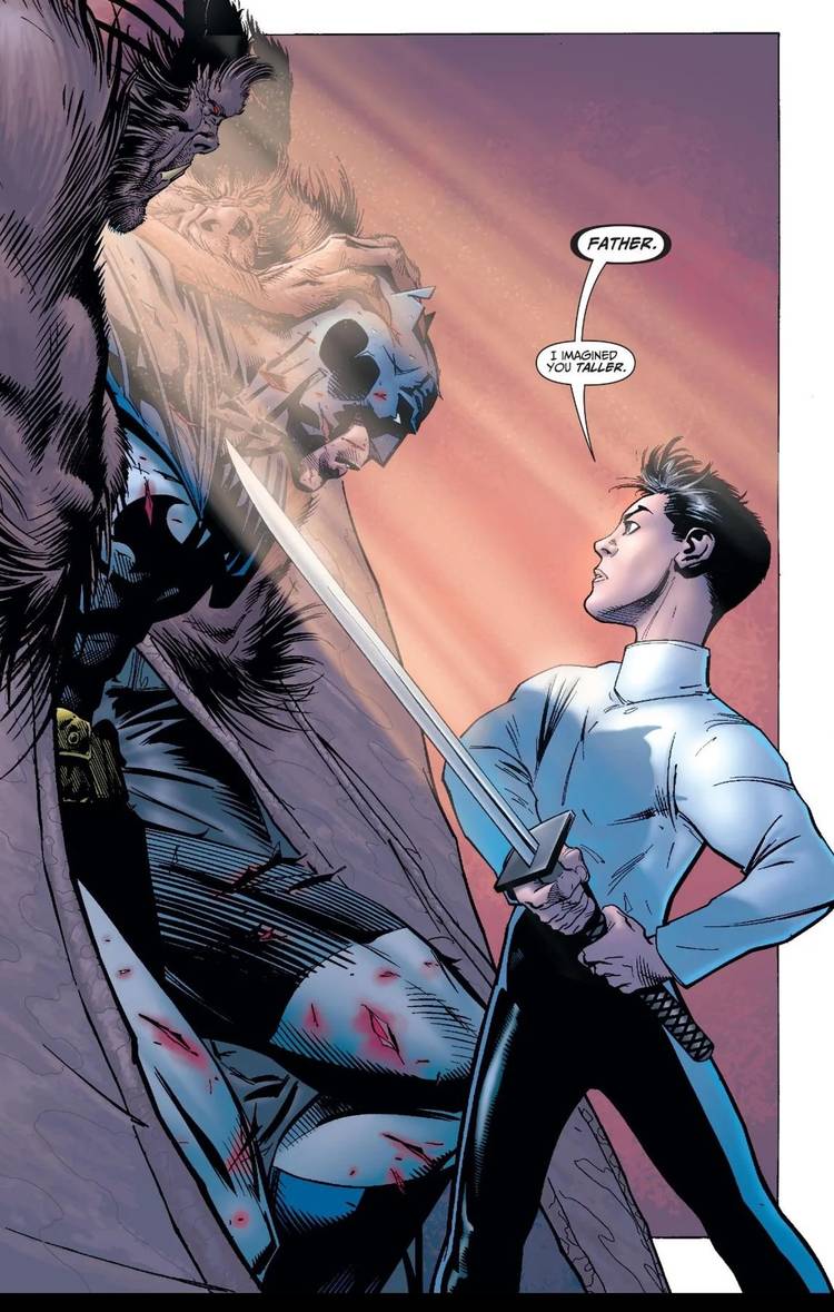 future Robin Damian Wayne meets his father Bruce Wayne for the first time in Batman #656