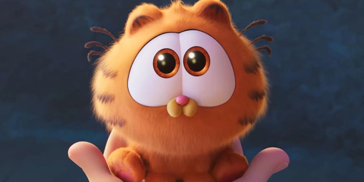 Chris Pratt's Garfield as a cute kitten with huge eyes in The Garfield Movie