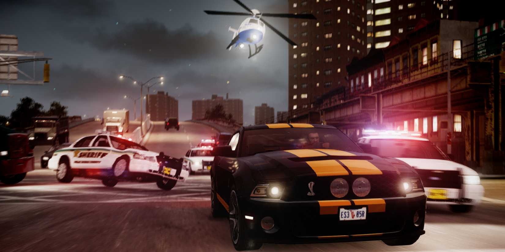 A car outrunning the police in GTA 4