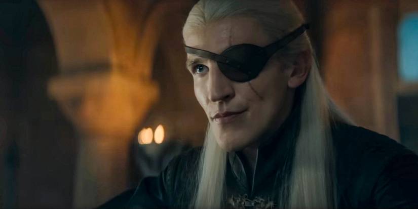 Close Up of Prince Aemond Targaryen (Ewan Mitchell) em House of the Dragon temporada 2