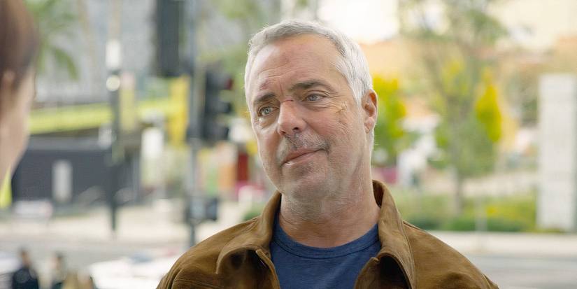 Harry Bosch (Titus Welliver) on Bosch: Legacy is looking at someone offscreen.