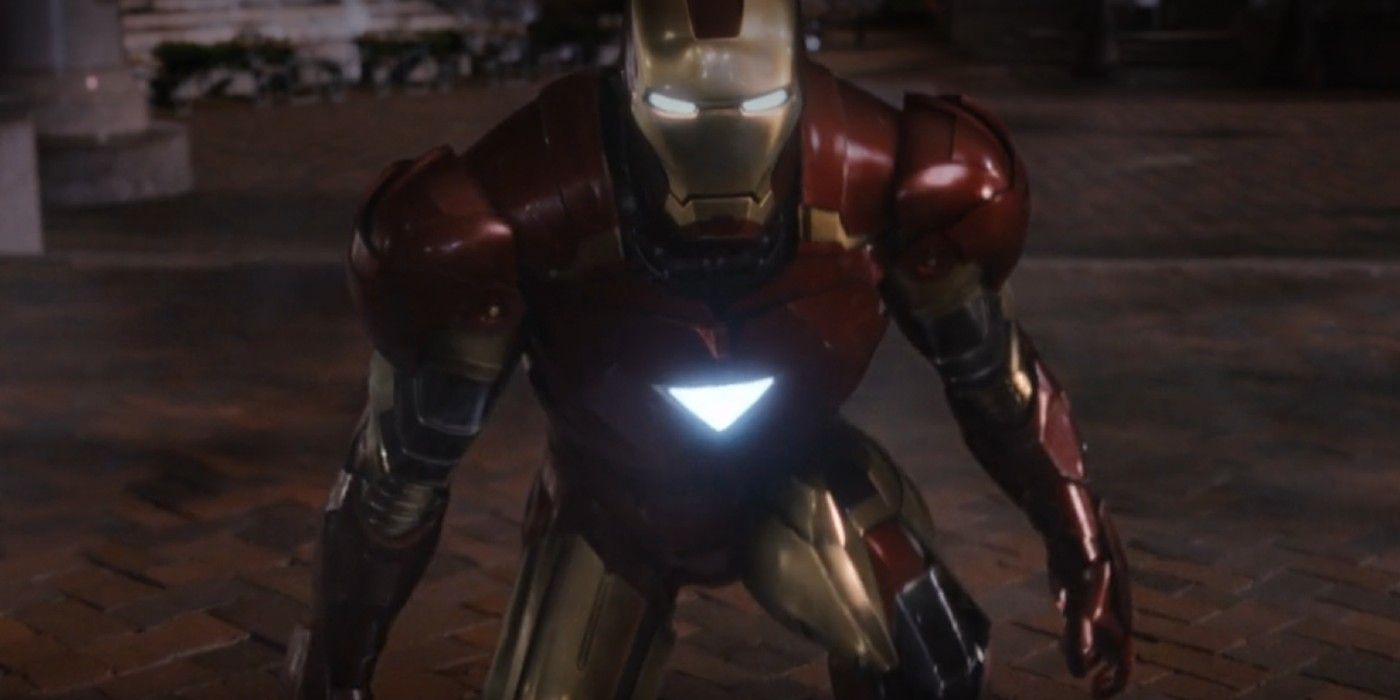 Iron Man attacks Loki in his Mk VI armor in The Avengers (2012)