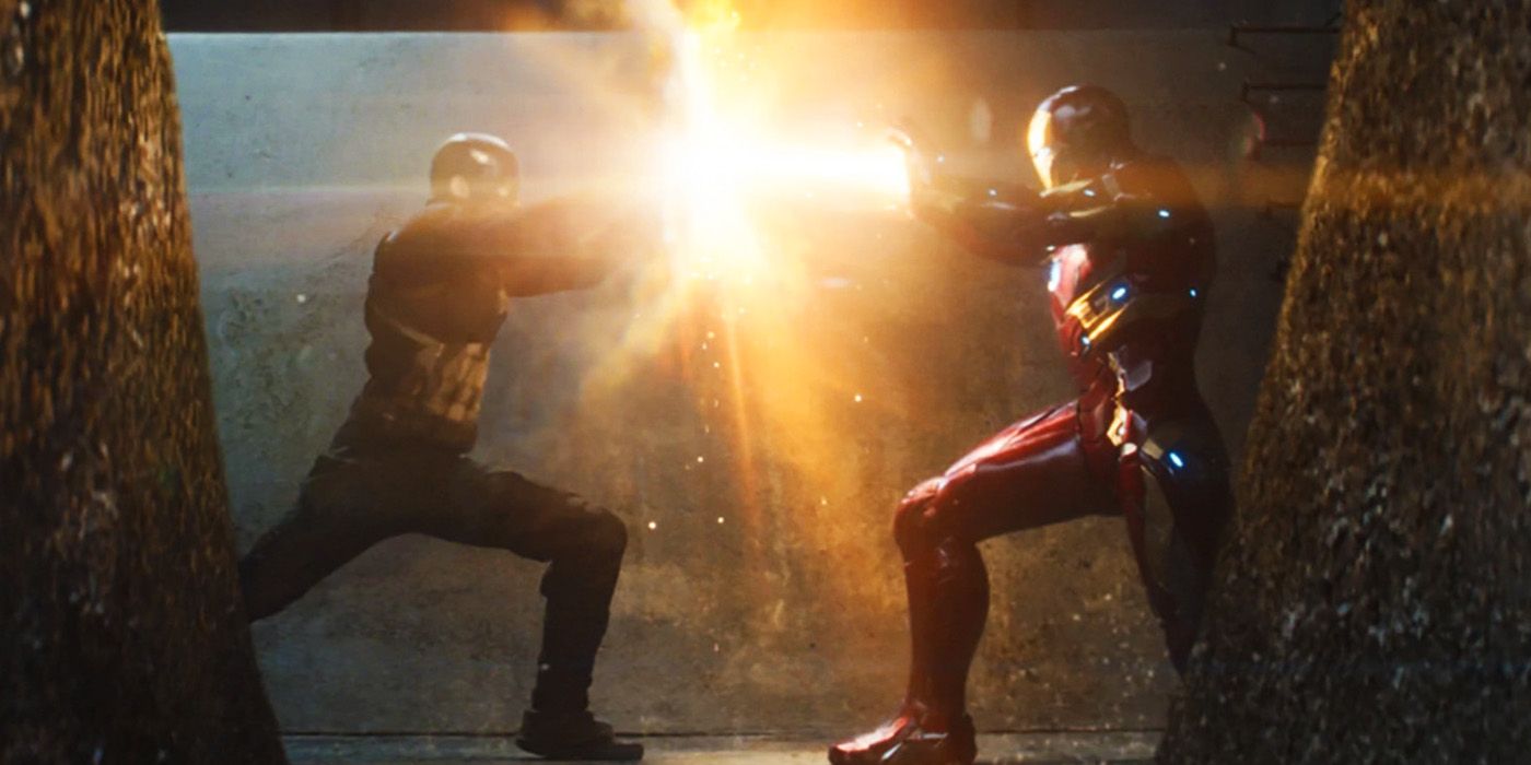 Iron Man shooting Captain America in Captain America Civil War