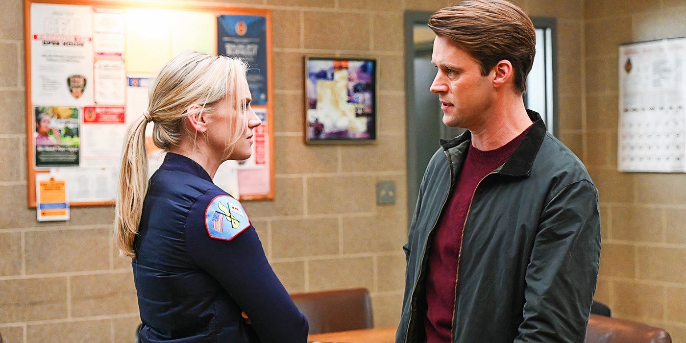 Kara Killmer as Sylvie Brett and Jesse Spencer as Matt Casey in Chicago Fire