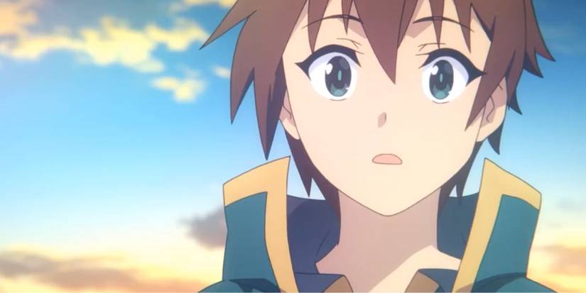 Kazuma with a surprised expression in Konosuba S3