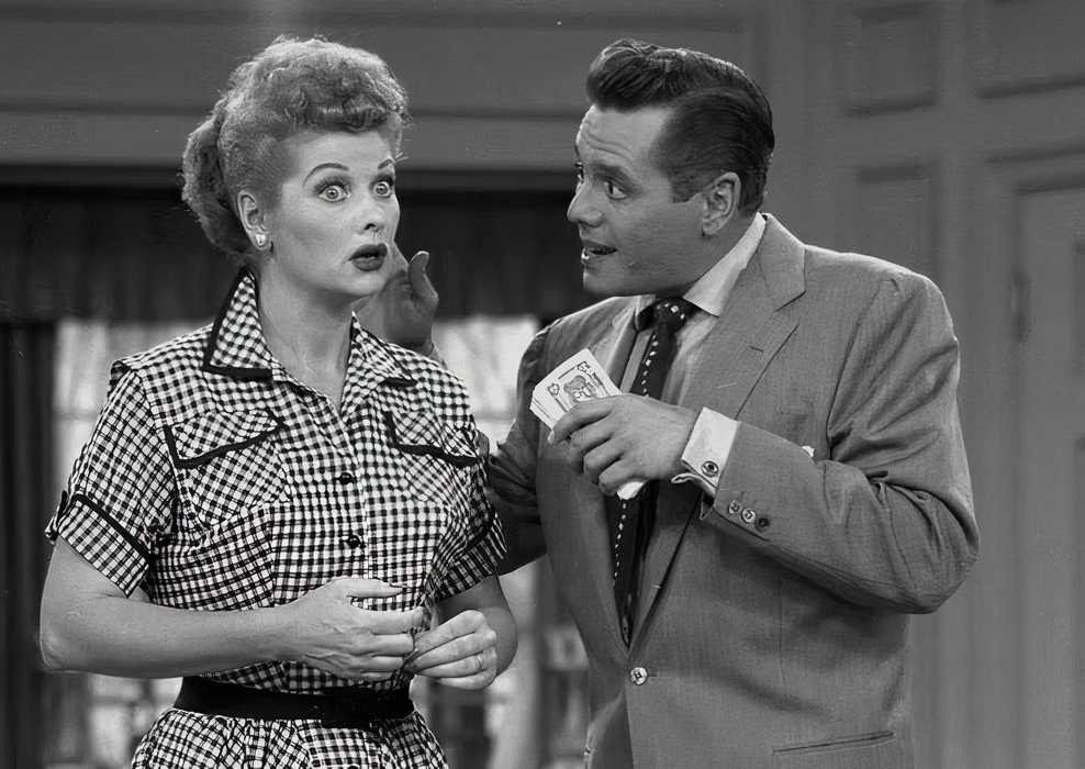 Lucille Ball and Desi Arnaz as Lucy and Ricky in I Love Lucy