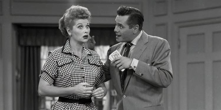 Lucille Ball and Desi Arnaz as Lucy and Ricky in I Love Lucy