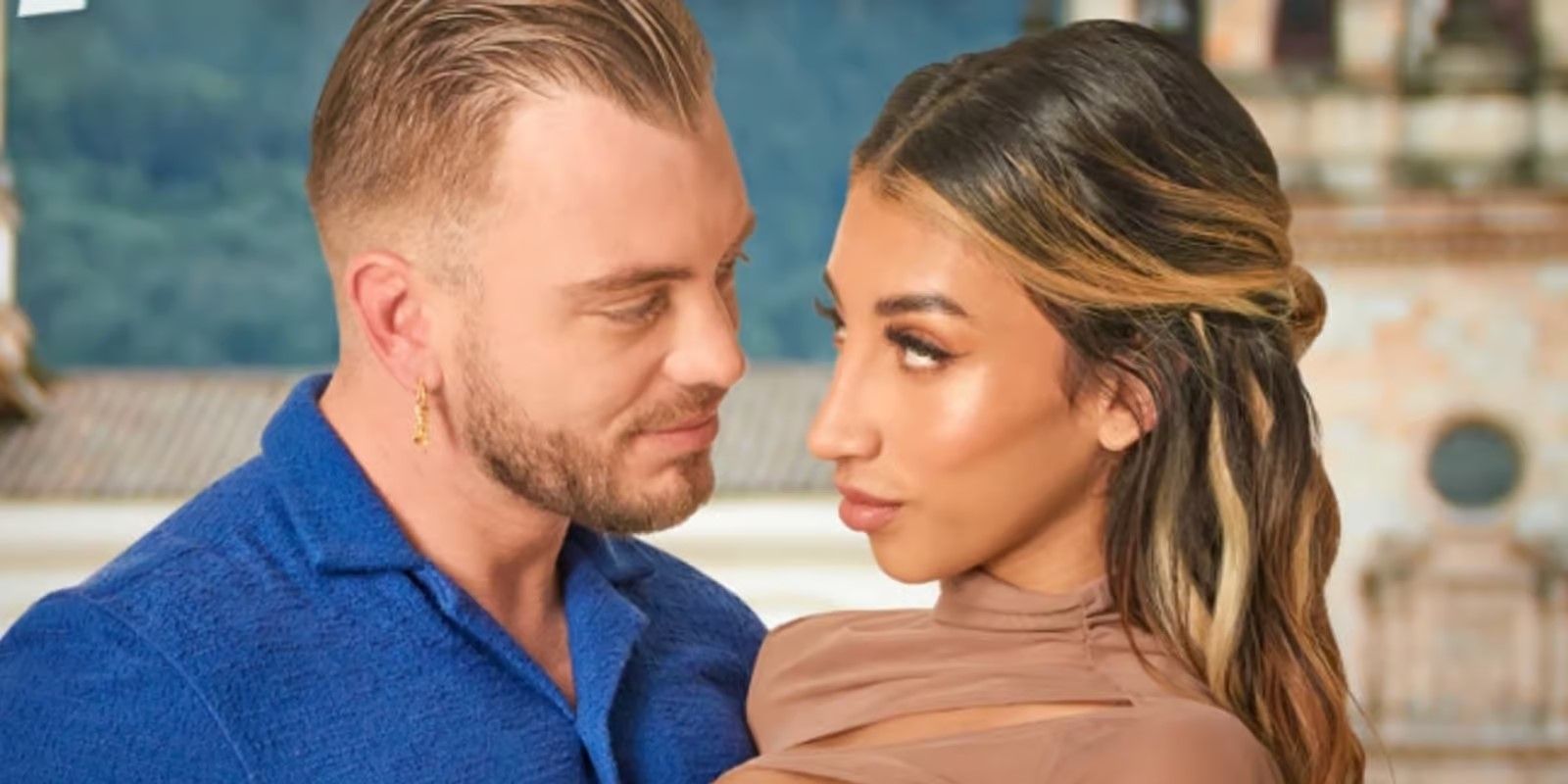 Luke and Madeleine from 90 day fiance's love in paradise season 4 looking at each other