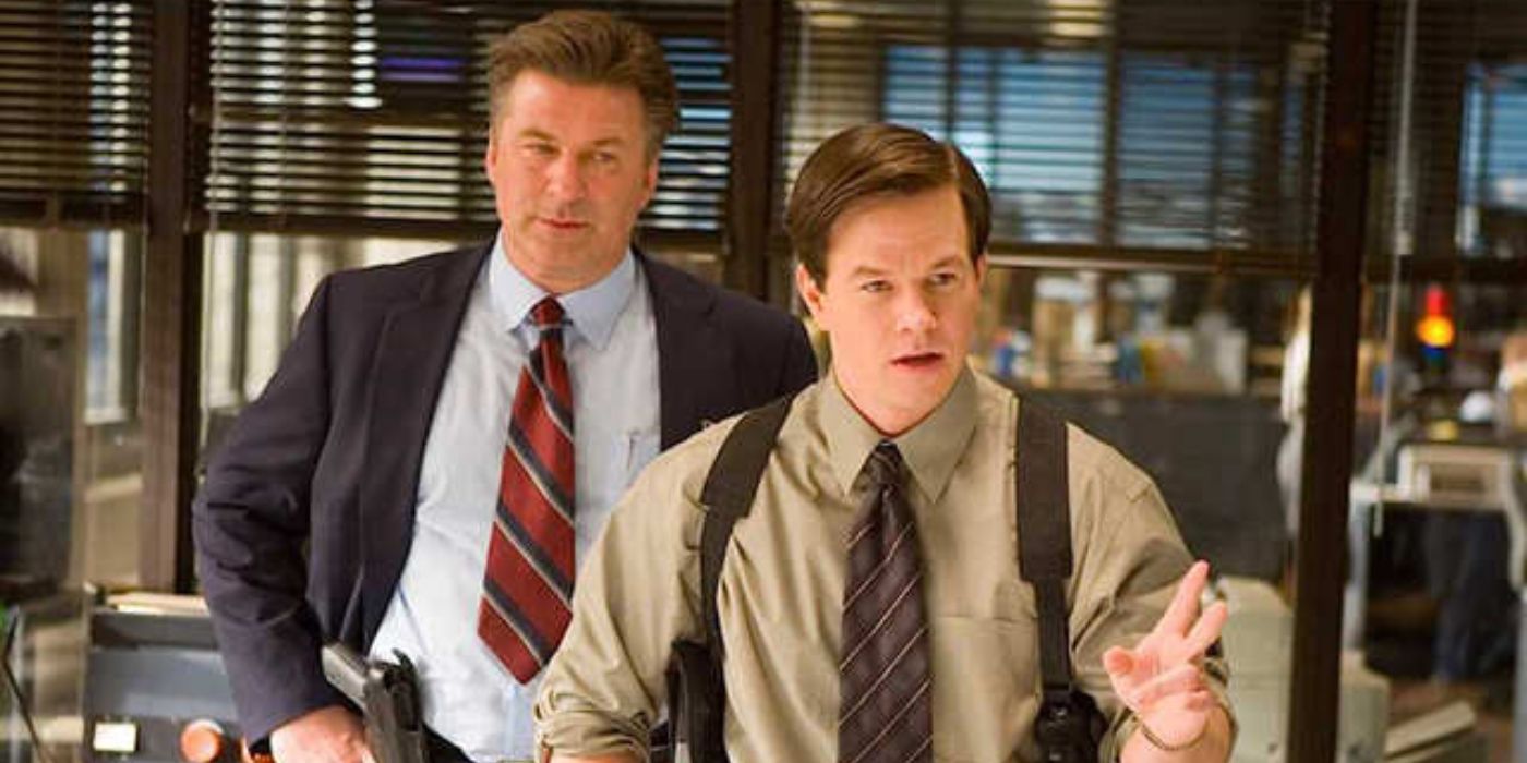 Mark Wahlberg and Alec Baldwin in The Departed