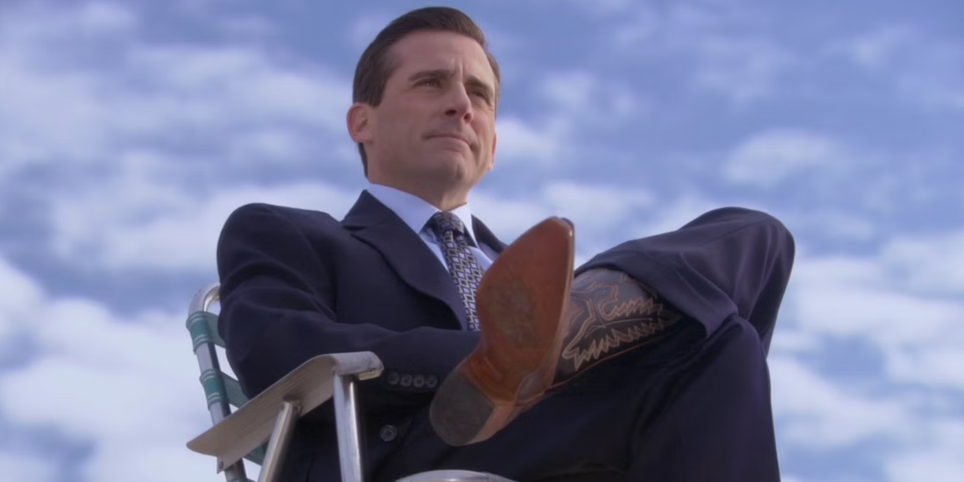 Michael wearing cowboy boots in The Office