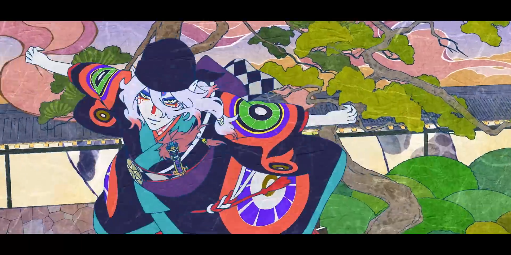 The Medicine Seller runs towards the camera, his arms held to the side.