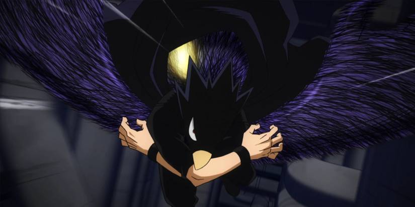 My Hero Academia: Tokoyami flies using Dark Shadow.