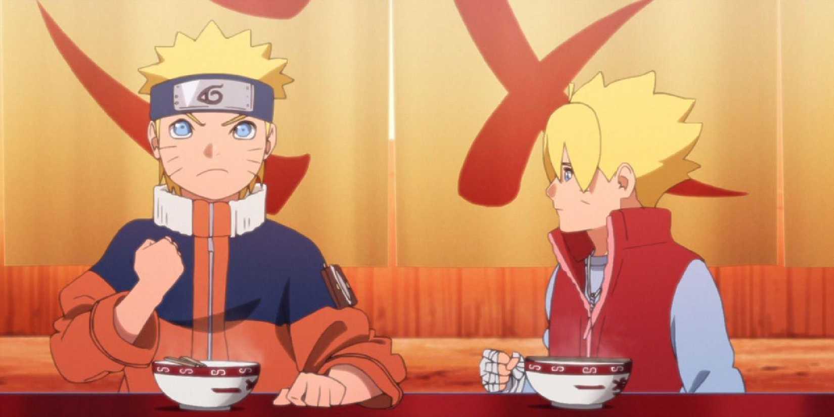 Naruto und Boruto essen Ramen bei Ichiraku Ramen