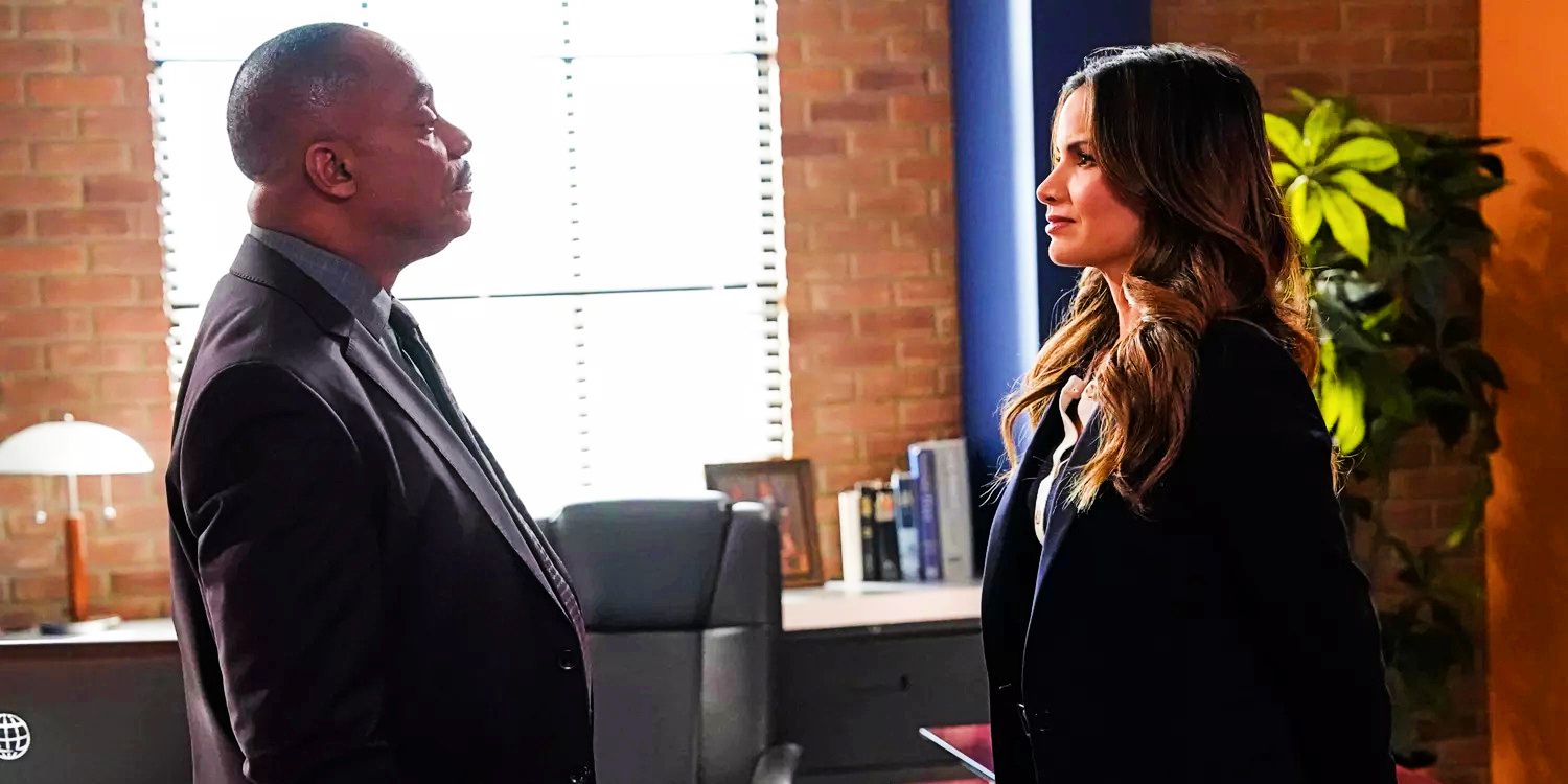Katrina Law as Jessica Knight talking with Rocky Carroll as Vance in the NCIS season 21 finale
