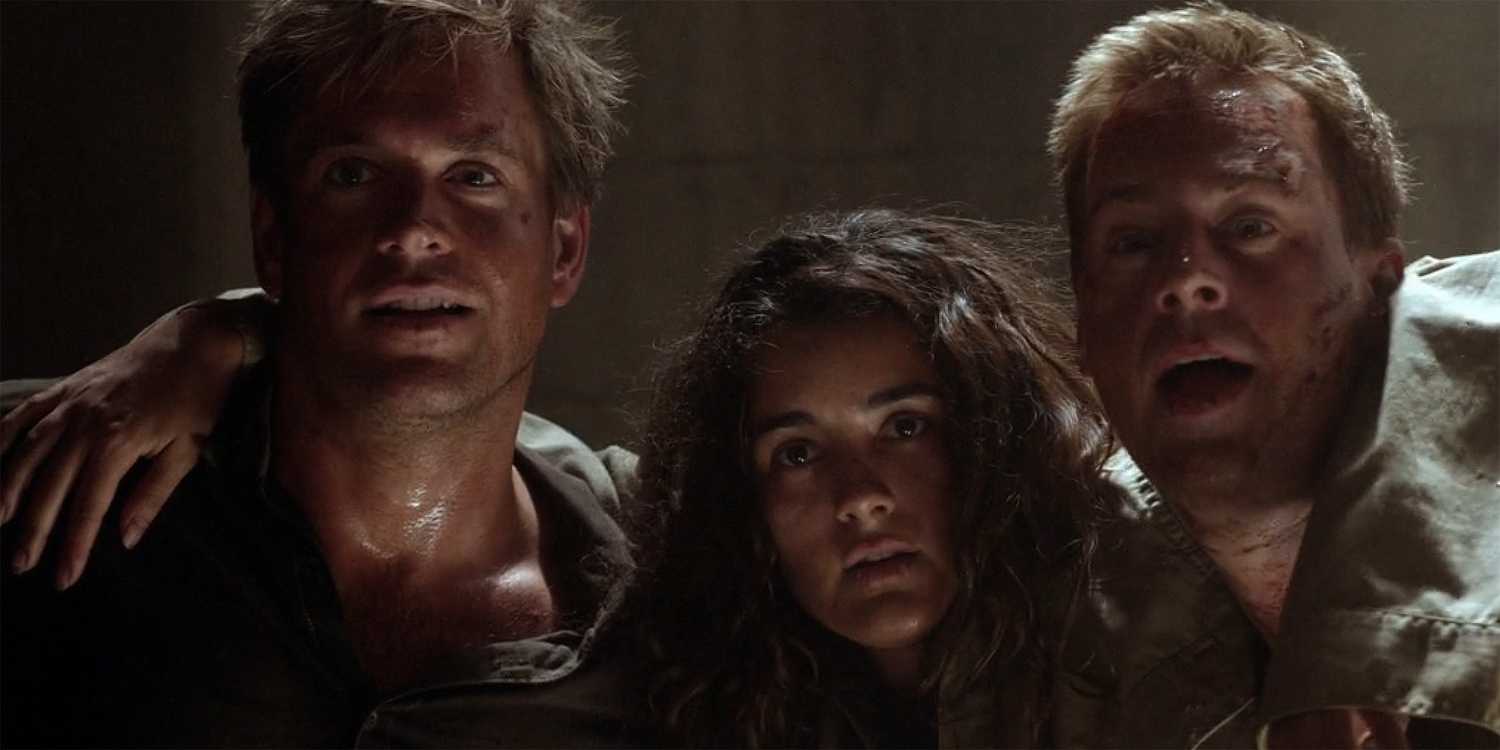 Anthony "Tony" DiNozzo (Michael Weatherly), Ziva David (Cote de Pablo), and Timothy McGee (Sean Murray) in NCIS season 7, episode 1, "Truth or Consequences"