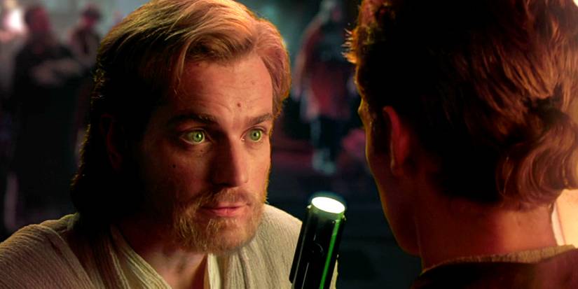 Obi-Wan entrega a lightsaber a Anakin em Ataque dos Clones