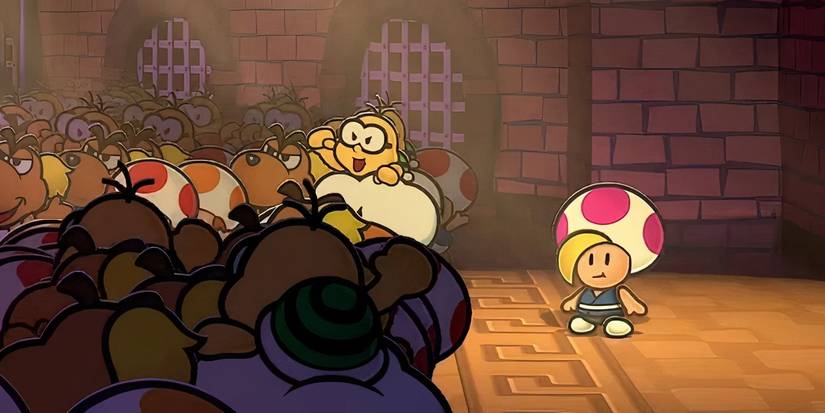 Pince Mush in front of an audience from Paper Mario: The Thousand Year Door
