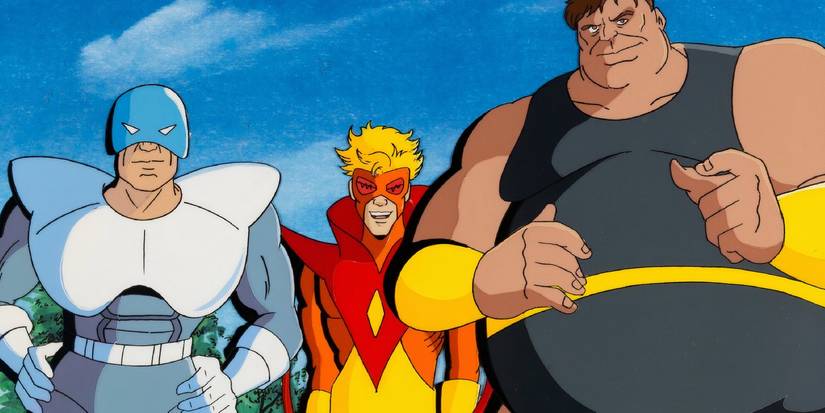 Pyro, Blob and Avalanche standing together in X-Men the animated series