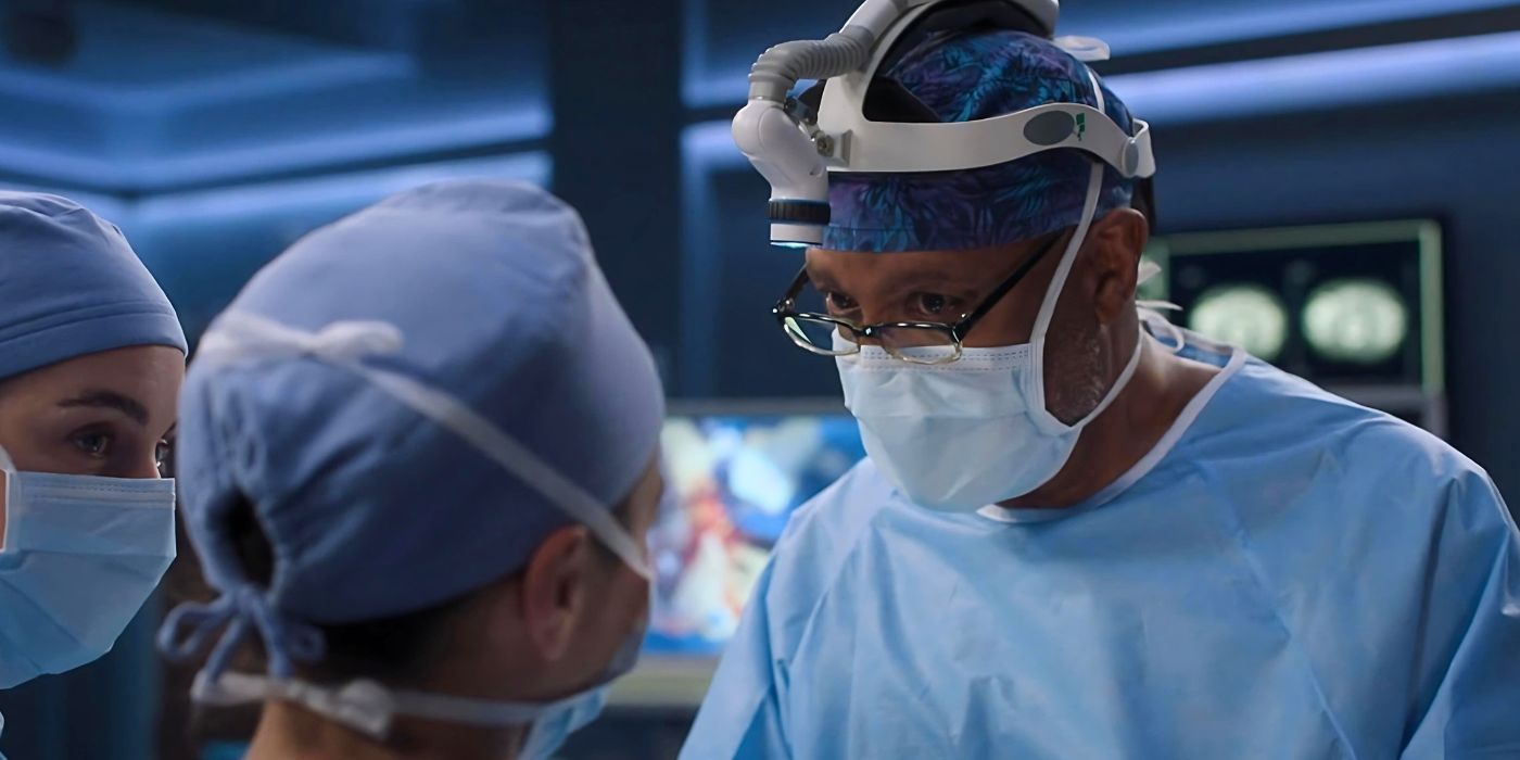 Richard Webber (James Pickens Jr) makes a mistake during surgery while teaching Jules Mullin (Adelaide Kane) and Mika Yasuda (Midori Frances) in the Grey's Anatomy season 20 finale