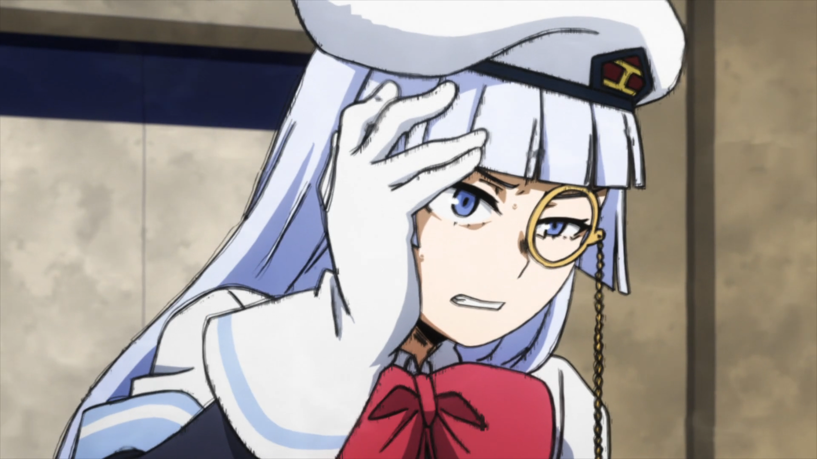 Saiko Intelli in a dismayed expression.