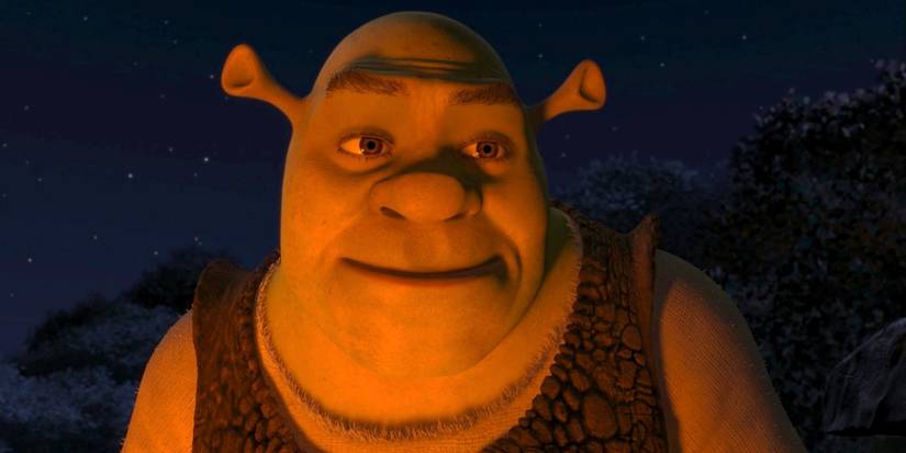 Shrek smiling at Artie by the campfire in Shrek the Third.