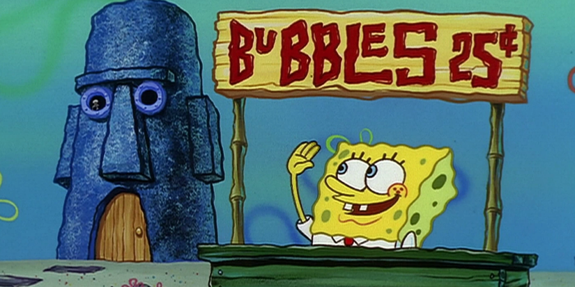 SpongeBob with his Bubblestand