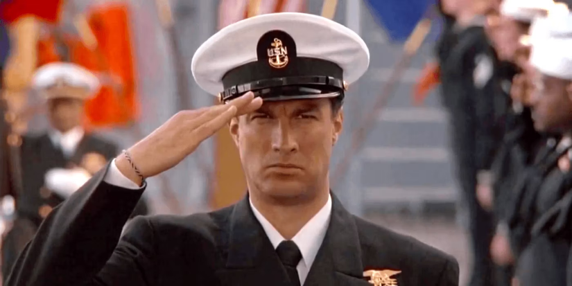 Steven Seagal saluting in Under Siege