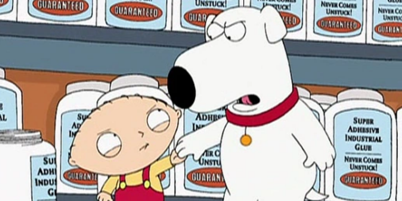 Stewie and Brian glued together in family guy