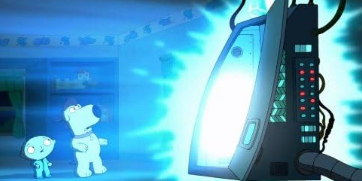 Stewie and Brian using time machine in Family Guy