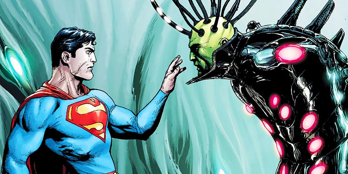 Superman reaching out to Brainiac in DC Comics