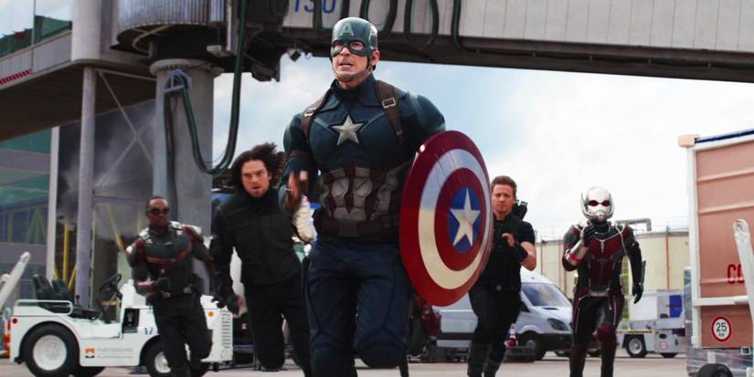 Team Cap running in Captain America Civil War