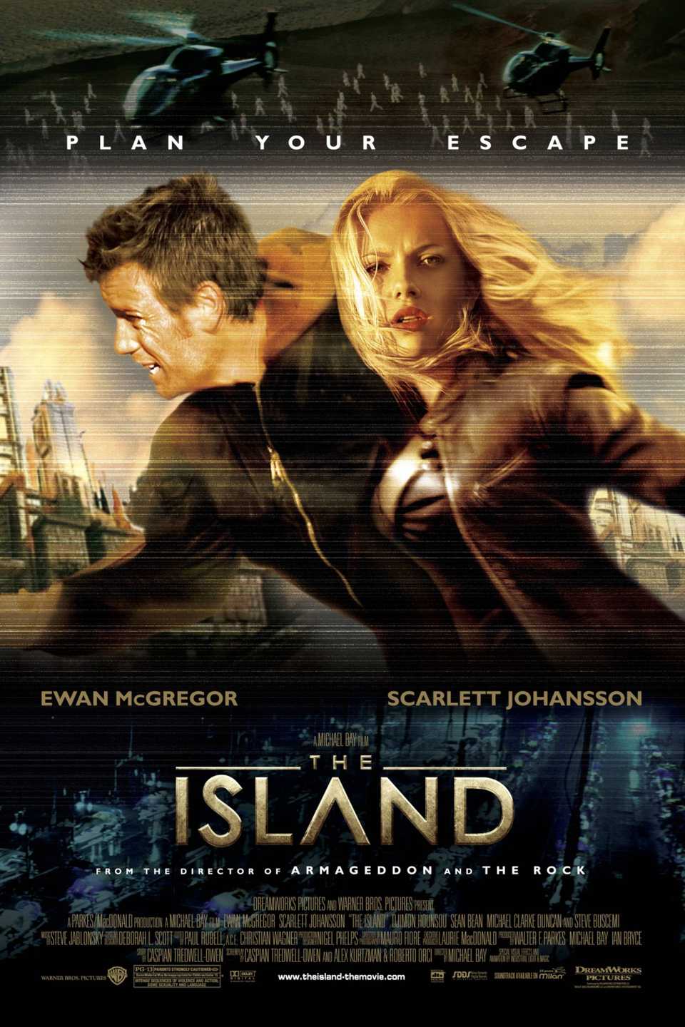 The Island (2005) - Poster - Ewan McGrergor & Scarlet Johanson Running
