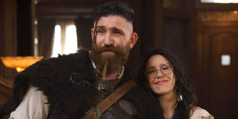 Thor (Devan Chandler Long) and Flower (Sheila Carrasco) smiling together in Ghosts.