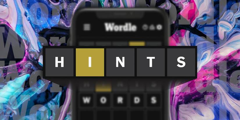 Today's Wordle Answer hints with purple water colors in the background