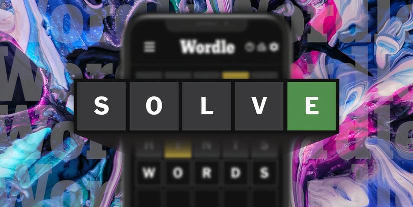 Today's Wordle Answer solution with purple water colors in the background
