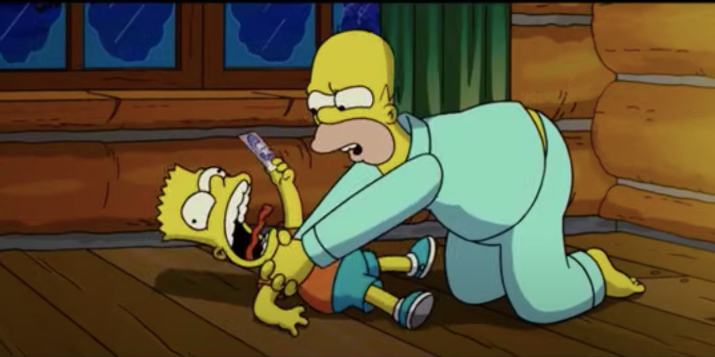 La temporada 36 de Los Simpson recuperó el controvertido programa Homer estrangula a Bart Gag, pero la IA tiene la culpa