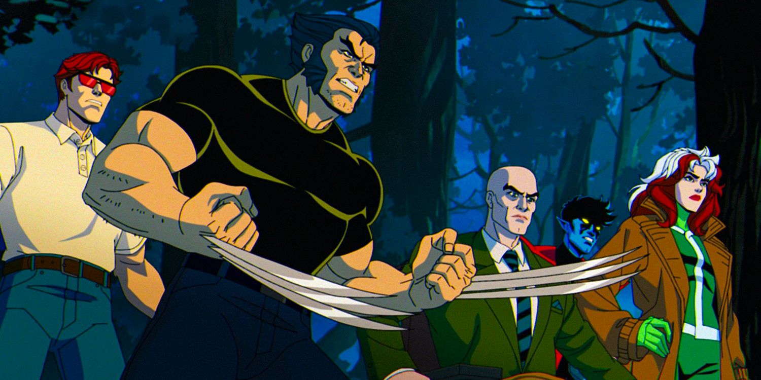 Wolverine, Charles Xavier, and the other X-Men watch Magneto's arrival in X-Men '97 season 1 Ep 9
