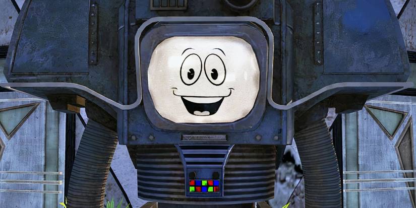 Yes Man em um Securitron azul em Fallout New Vegas