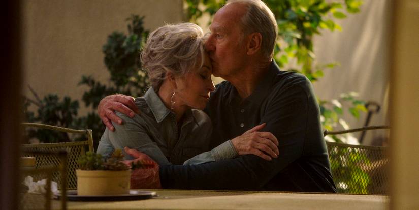 Dale (Craig T. Nelson) kisses Meemaw (Annie Potts) on the forehead to comfort her in Young Sheldon season 7  episode 13