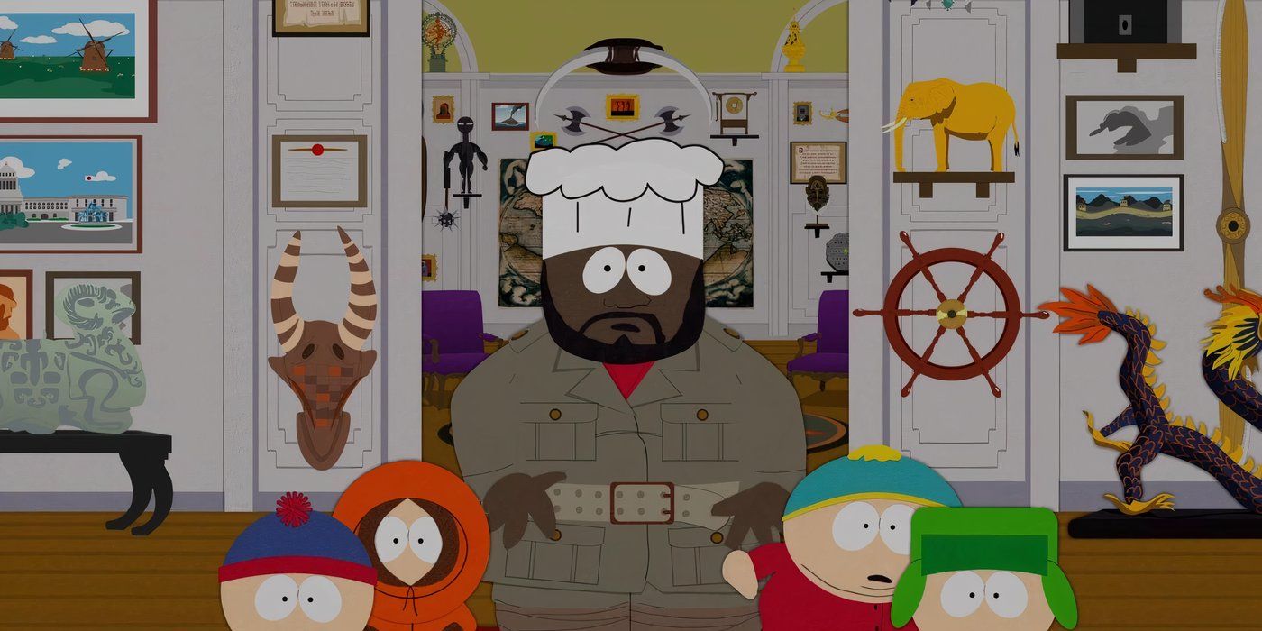 Chef And The Boys Looking Shocked In The South Park Episode "The Return Of Chef"