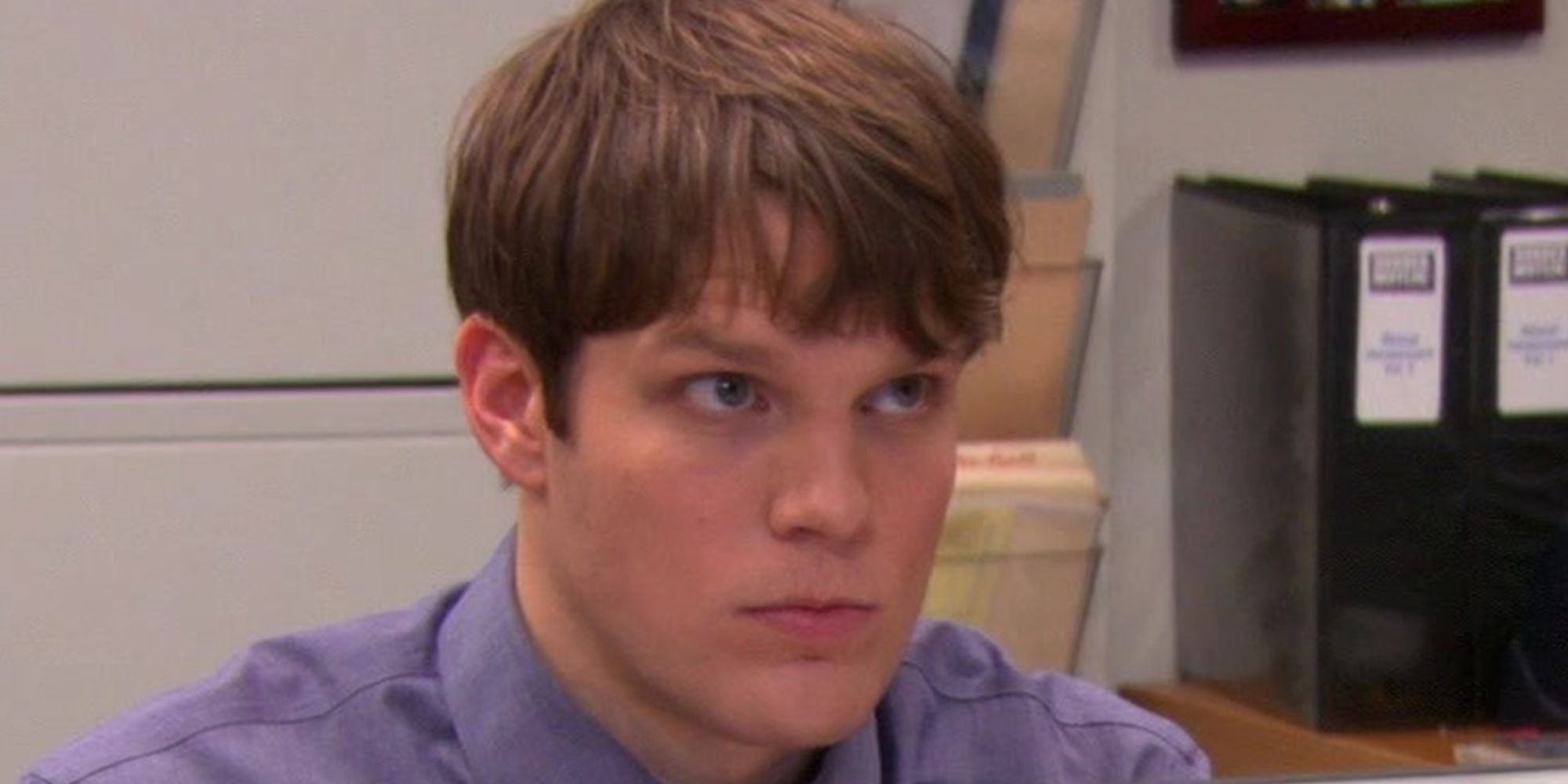 Jake Lacy looking uncomfortable as Pete Miller in The Office