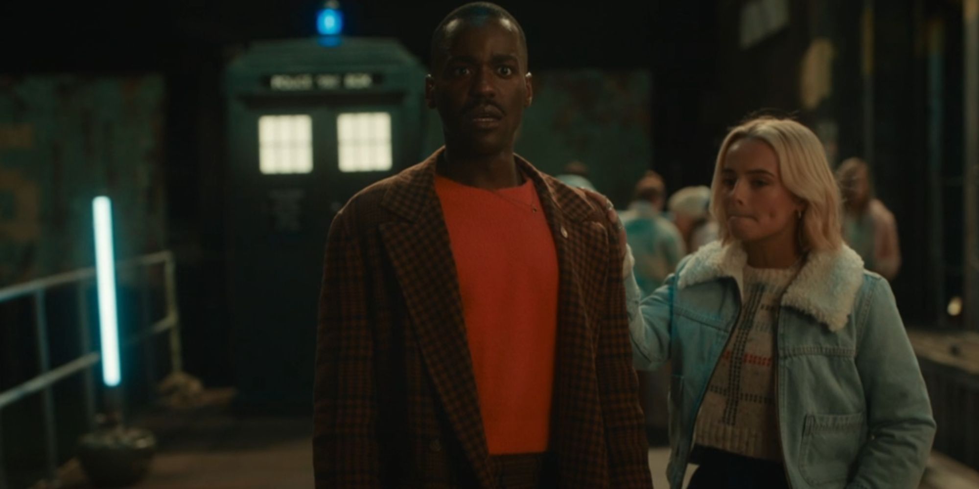 Ncuti Gatwa's Fifteenth Doctor stunned in Doctor Who with Millie Gibson's Ruby Sunday resting a hand on his shoulder.