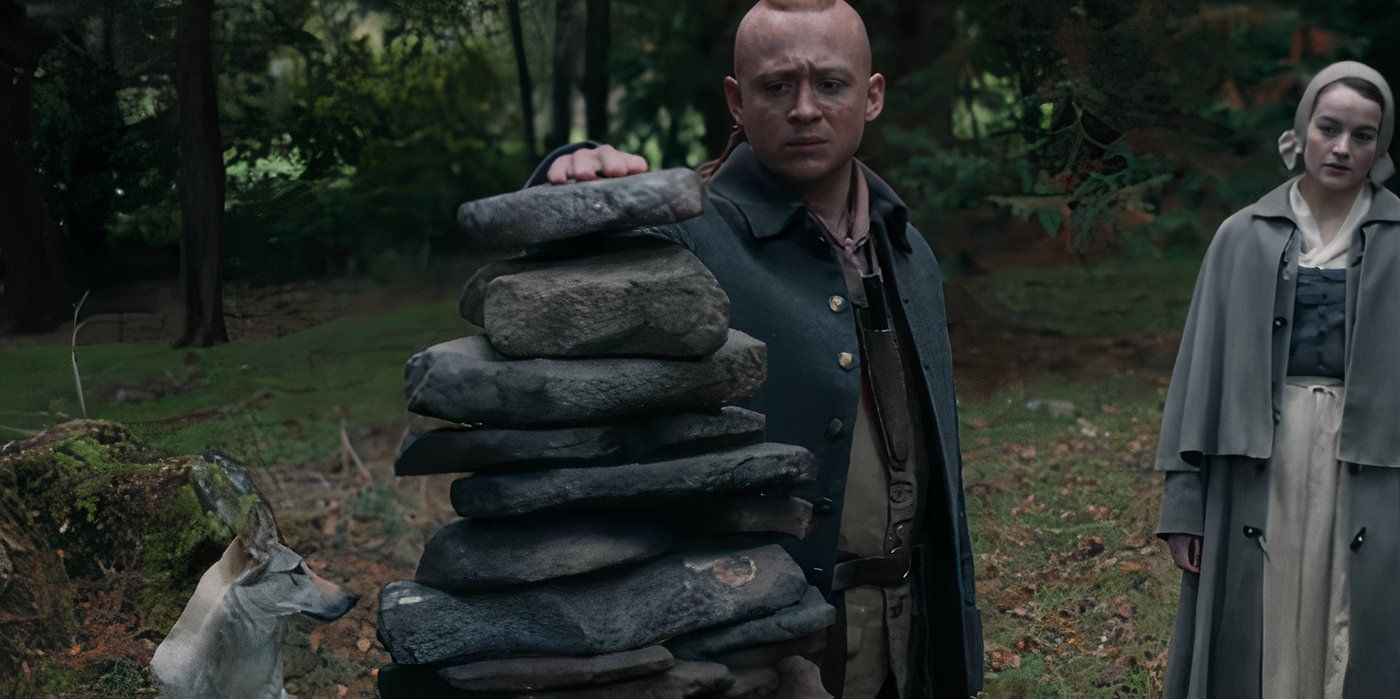 A Man Adding a Rock to a Cairn in Outlander Season 7 Part 2